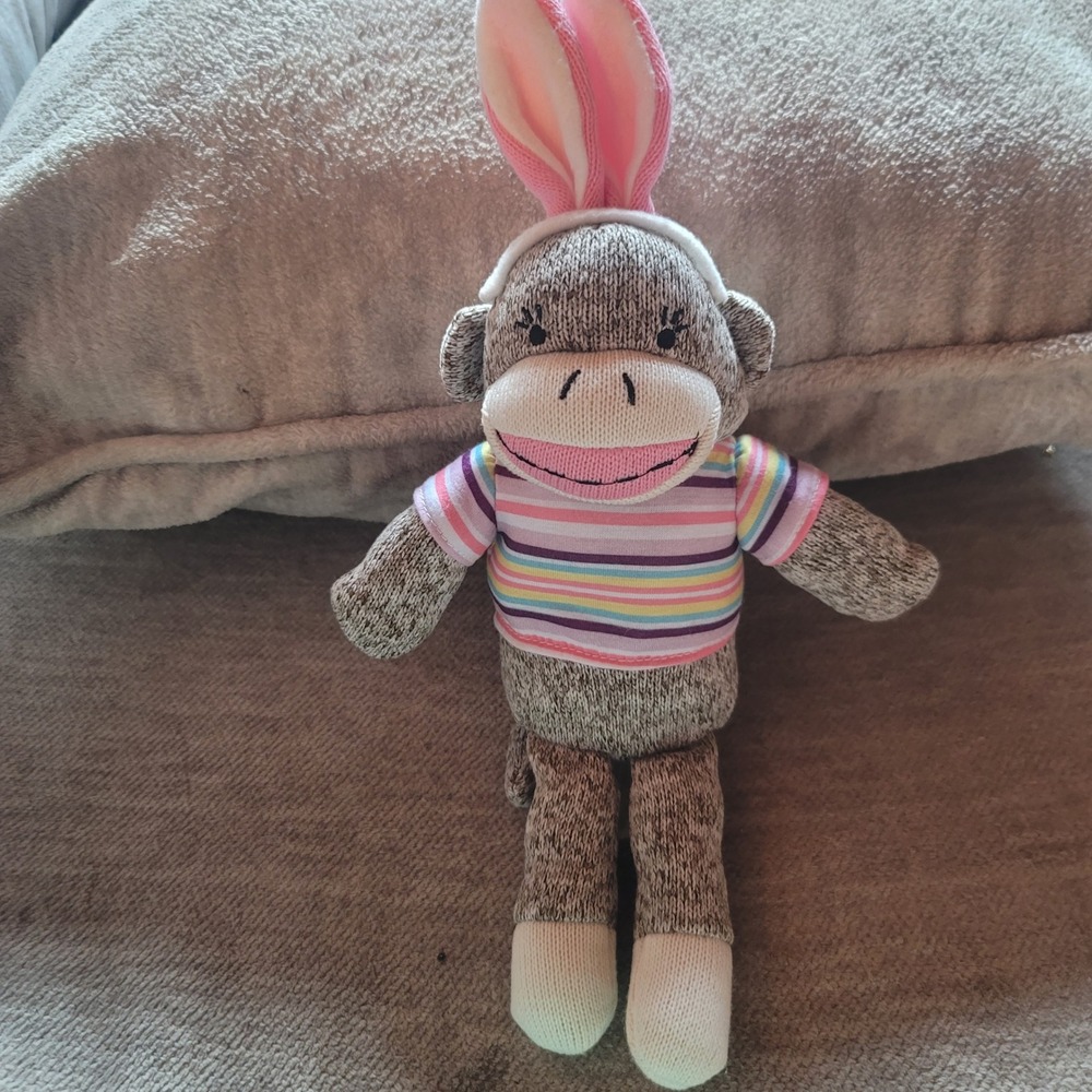 Dan Dee Collectors Choice Sock Monkey Plush Easter Stuffed Animal Kitsch Retro